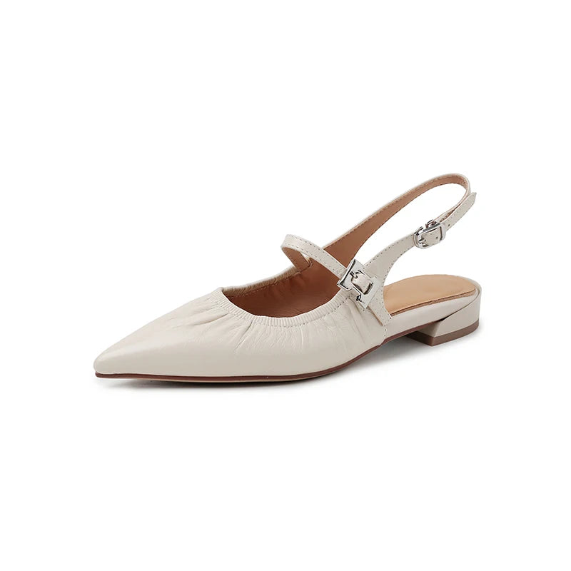 Genuine Leather Pleated Closed Toe Sandals for Women
