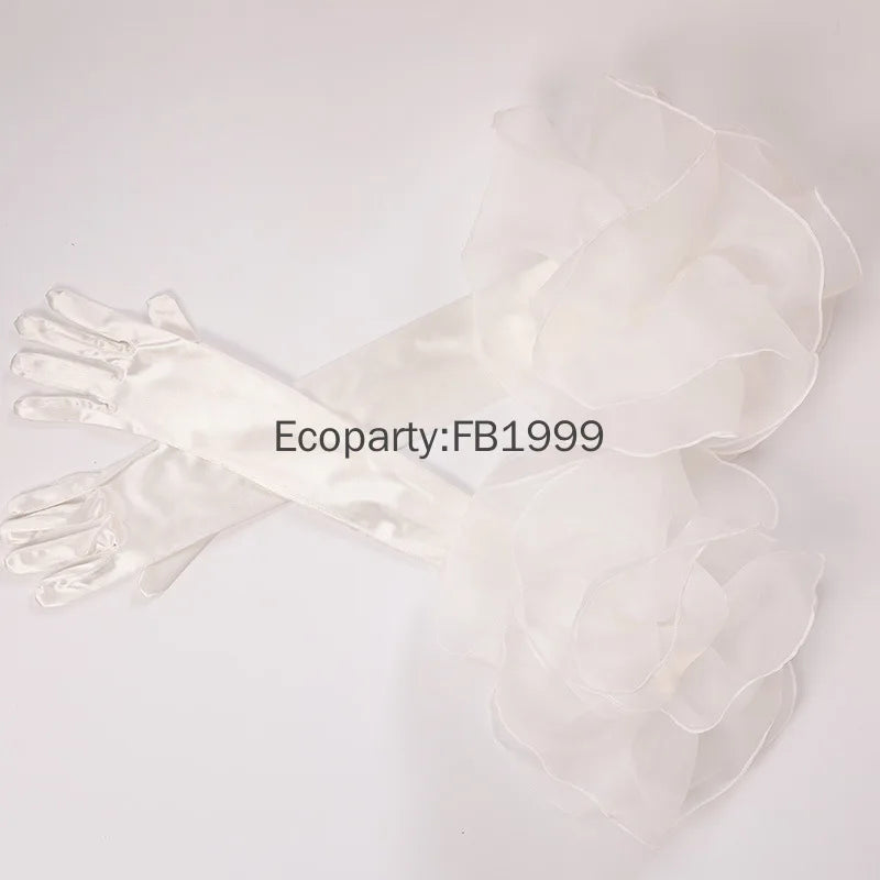 Elegant Velvet Elbow Length Ruffle Gloves for Women