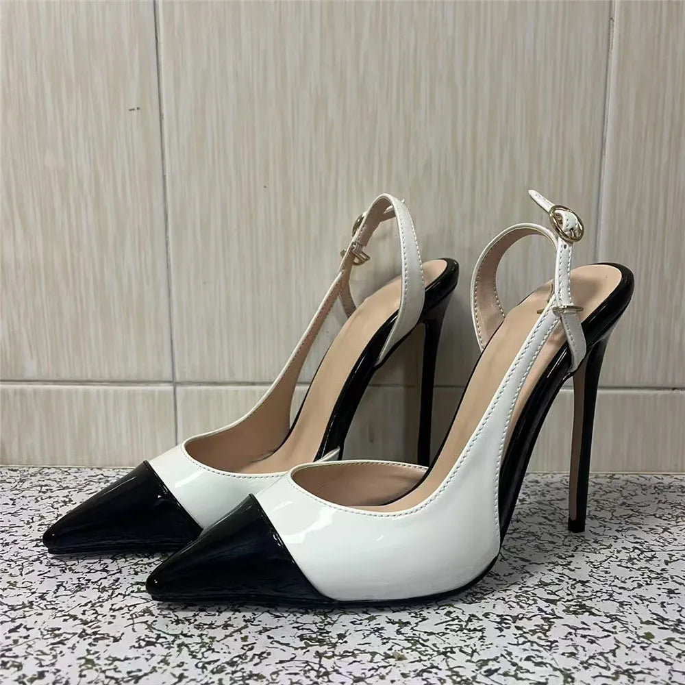 Elegant Pointed Toe Narrow Band Buckle Pumps for Women