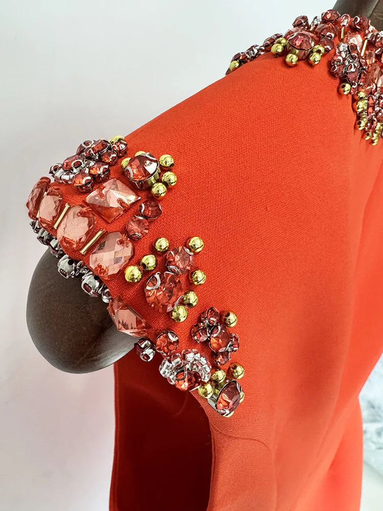 HIGH STREET Newest 2026 Designer Fashion Women's Colorful Diamond Beading Sleeveless  Tank Dress