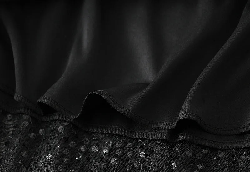 Sparkling Mesh A-Line Pleated Knee-Length Skirt for Women