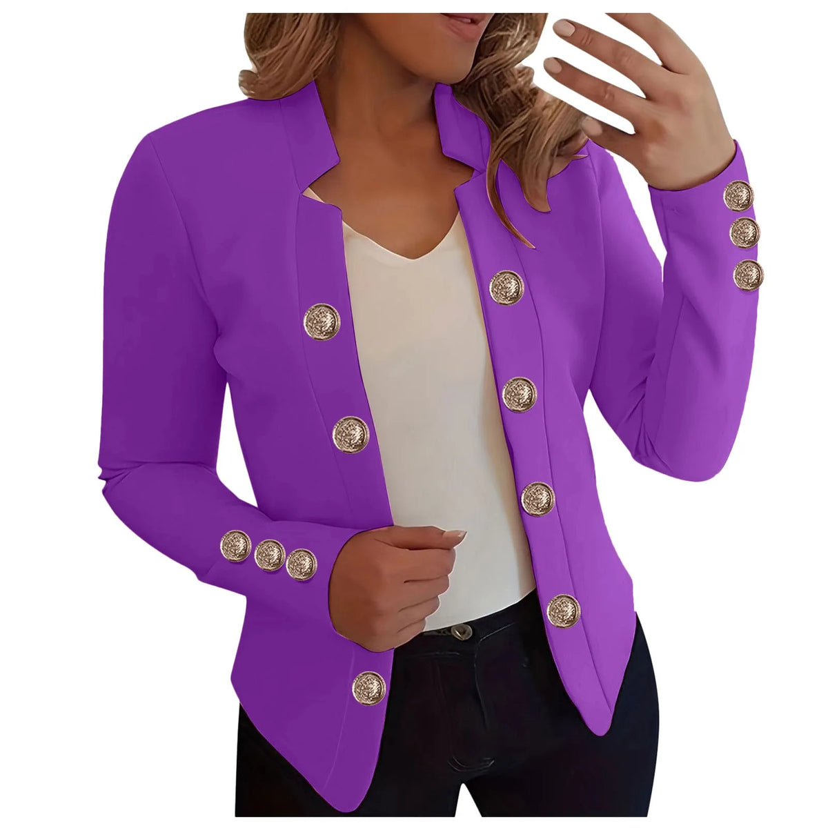 Lightweight Cropped Hooded Office Jacket for Women