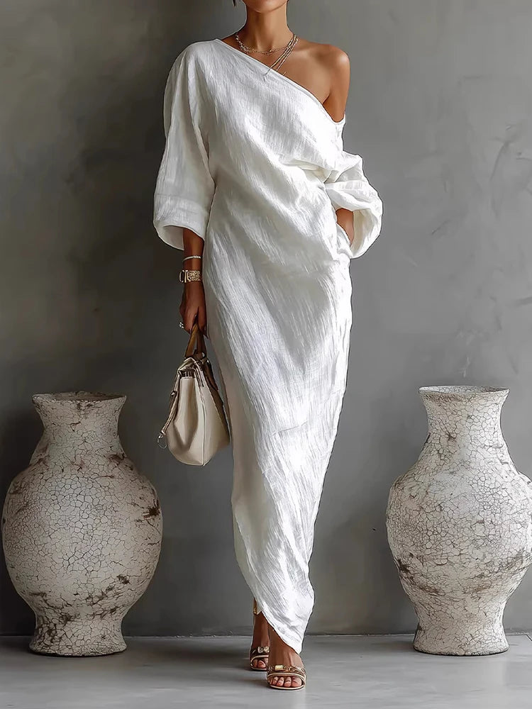 Elegant Long Sleeve Patchwork Maxi Dress for Women