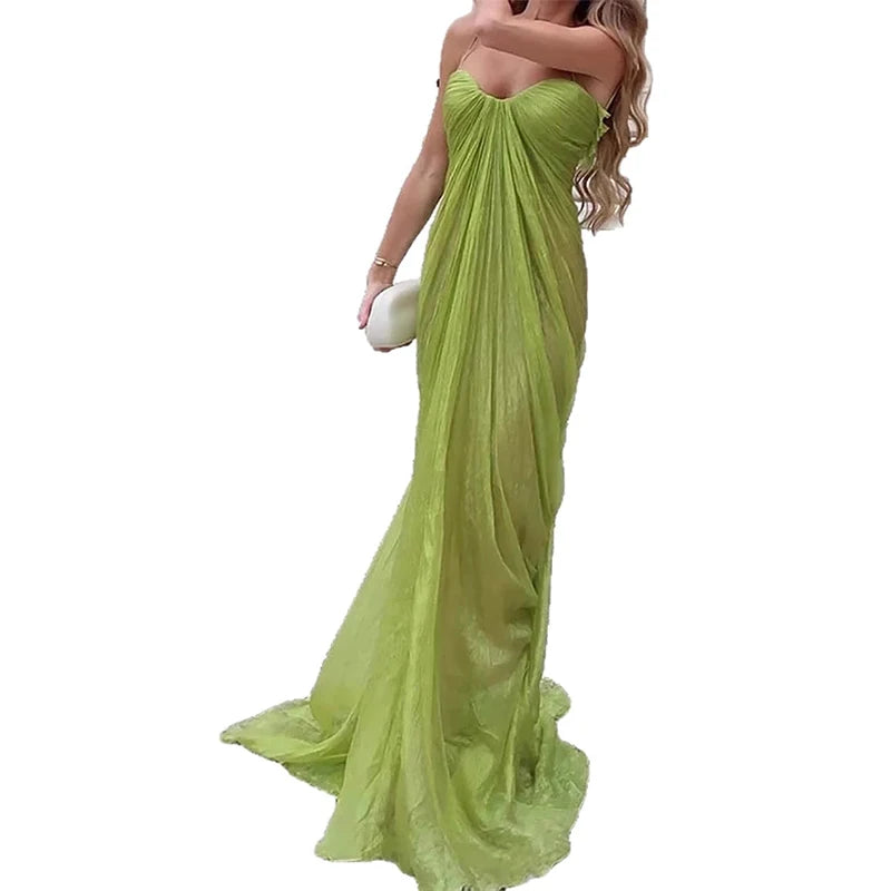Elegant Off Shoulder Floor Length Evening Dress for Women