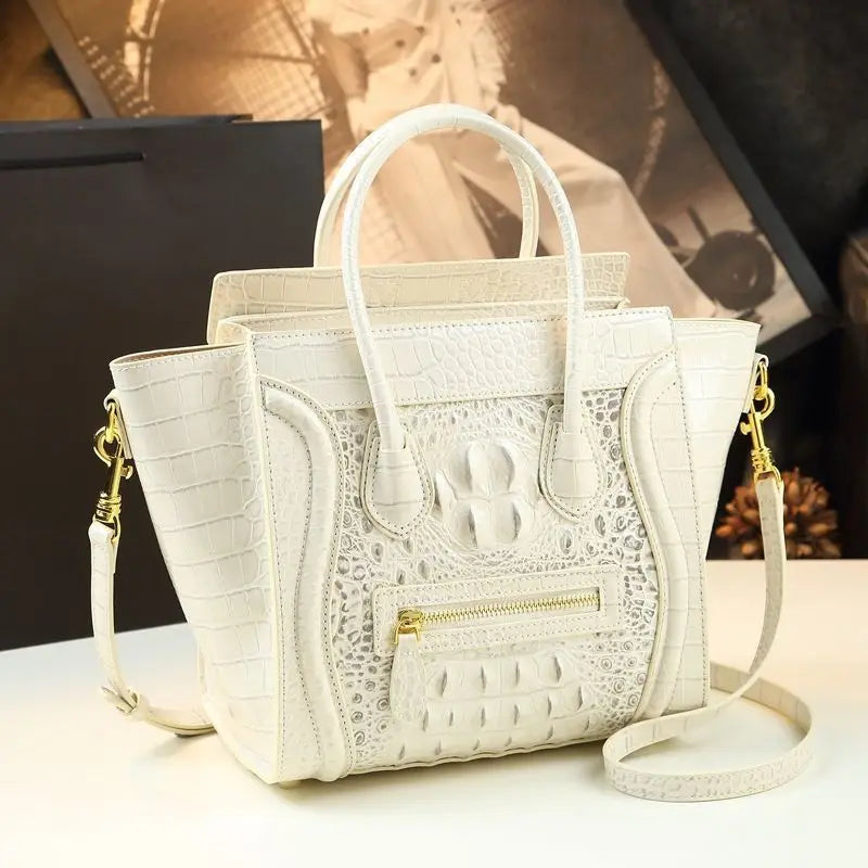 Crocodile Embossed Leather Crossbody Bag for Women