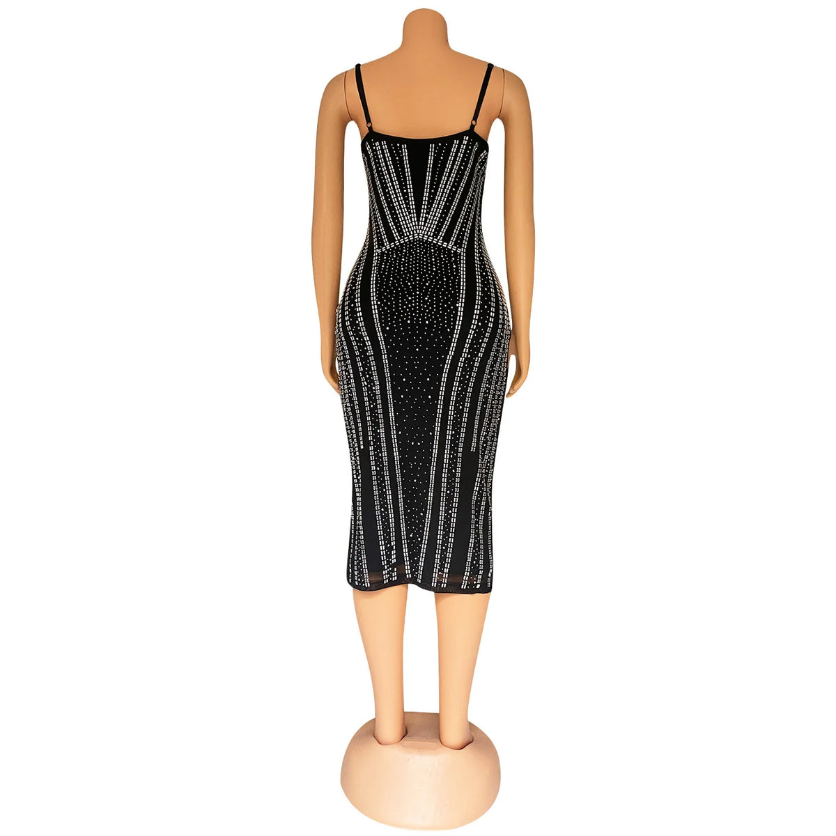 Rhinestone Mesh Sleeveless Mini Party Dress for Women