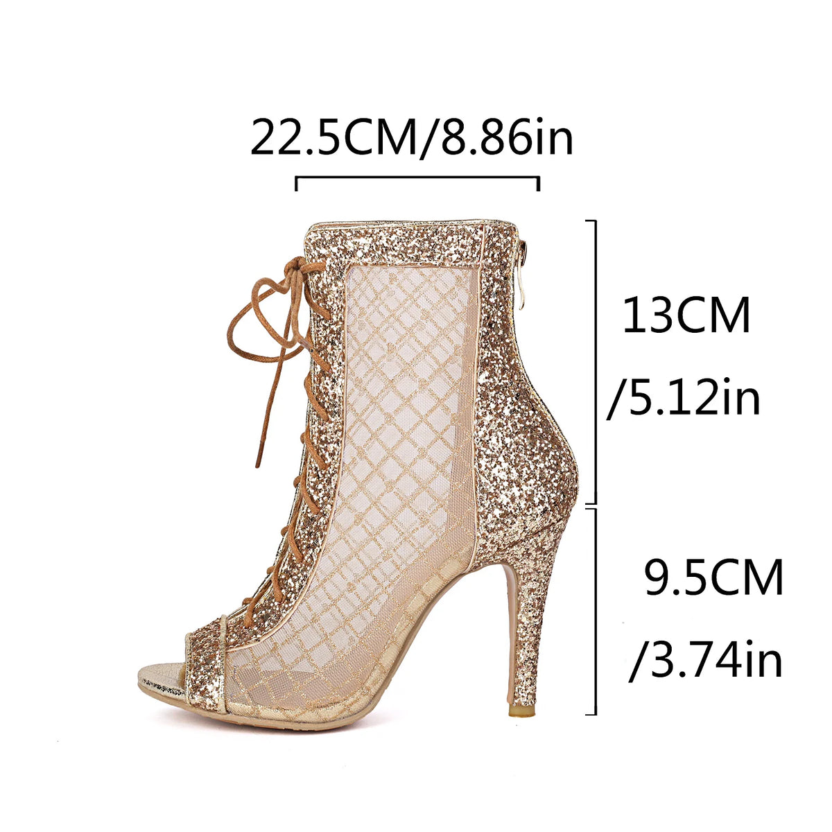 Sparkly Lace Up Stiletto Heeled Ankle Boots for Women