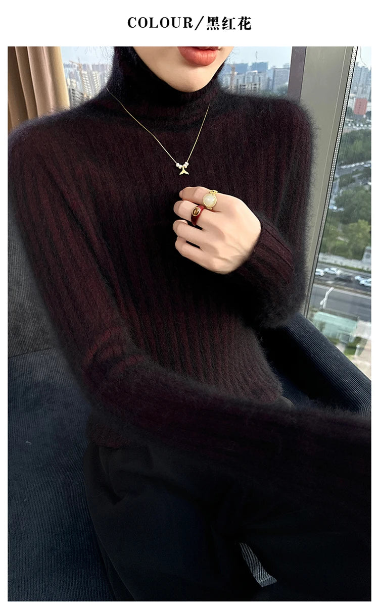Warm Slim Fit Turtleneck Pullover Sweater for Women