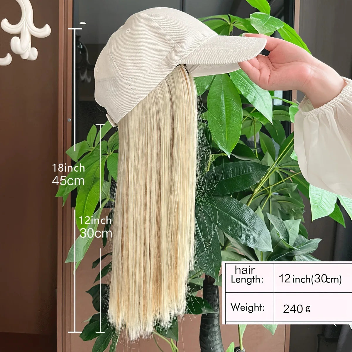 Long Straight Synthetic Bucket Hat Wig