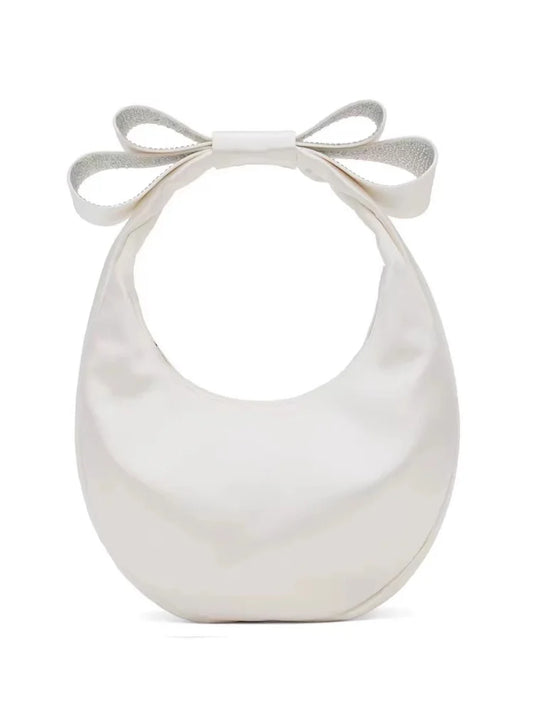 Crescent Bow Satin Handbag