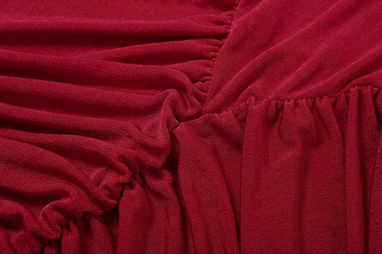 Elegant Ruched Backless Turtleneck Maxi Dress for Women