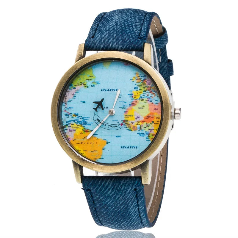 Round Dial Leather Strap Quartz Watch