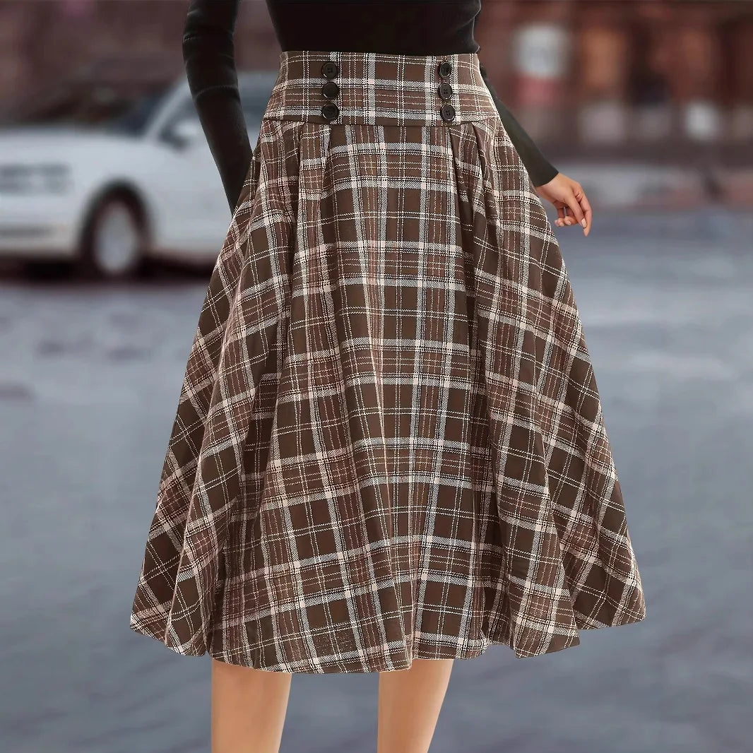 Plaid Maxi High Waist Ruffled Skirt
