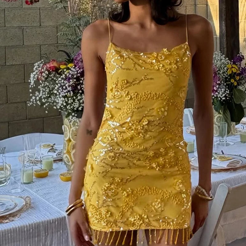 Floral Embroidery Off Shoulder Backless Mini Dress for Women