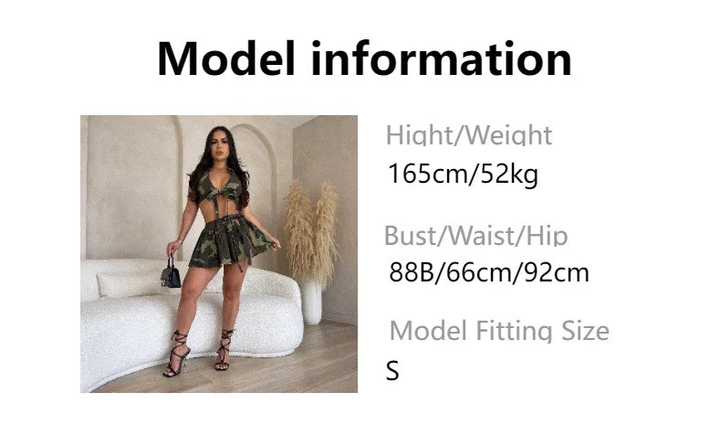 Relaxed Fit Camouflage Knit Mini Skirt Set for Women