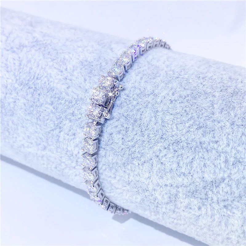 Full Moissanite Sterling Silver Tennis Bracelet for Women