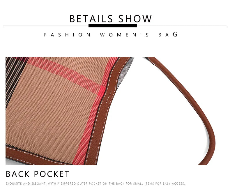 Versatile Large Capacity Plaid Canvas Messenger Bag for Women