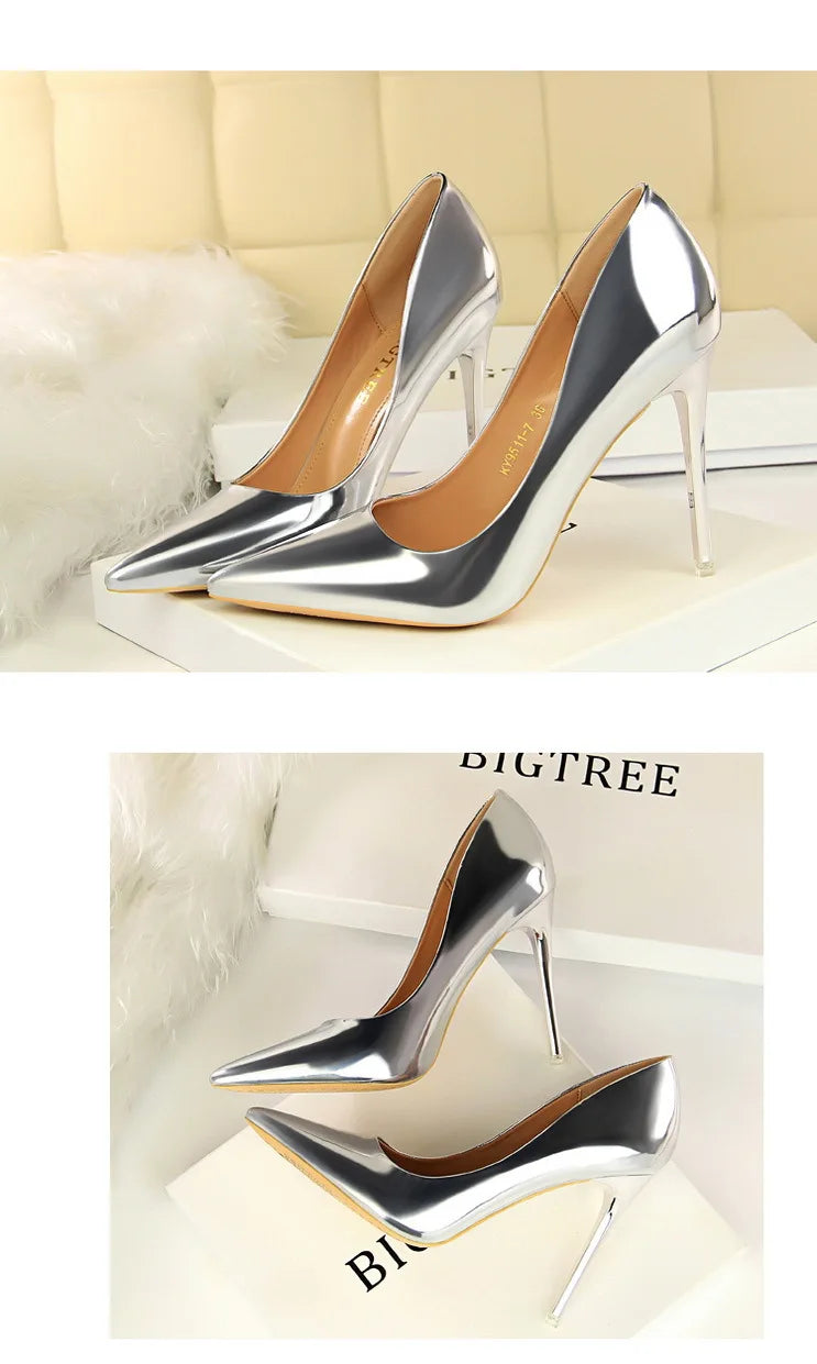 Classic Patent Leather Stiletto High Heel Pumps for Women