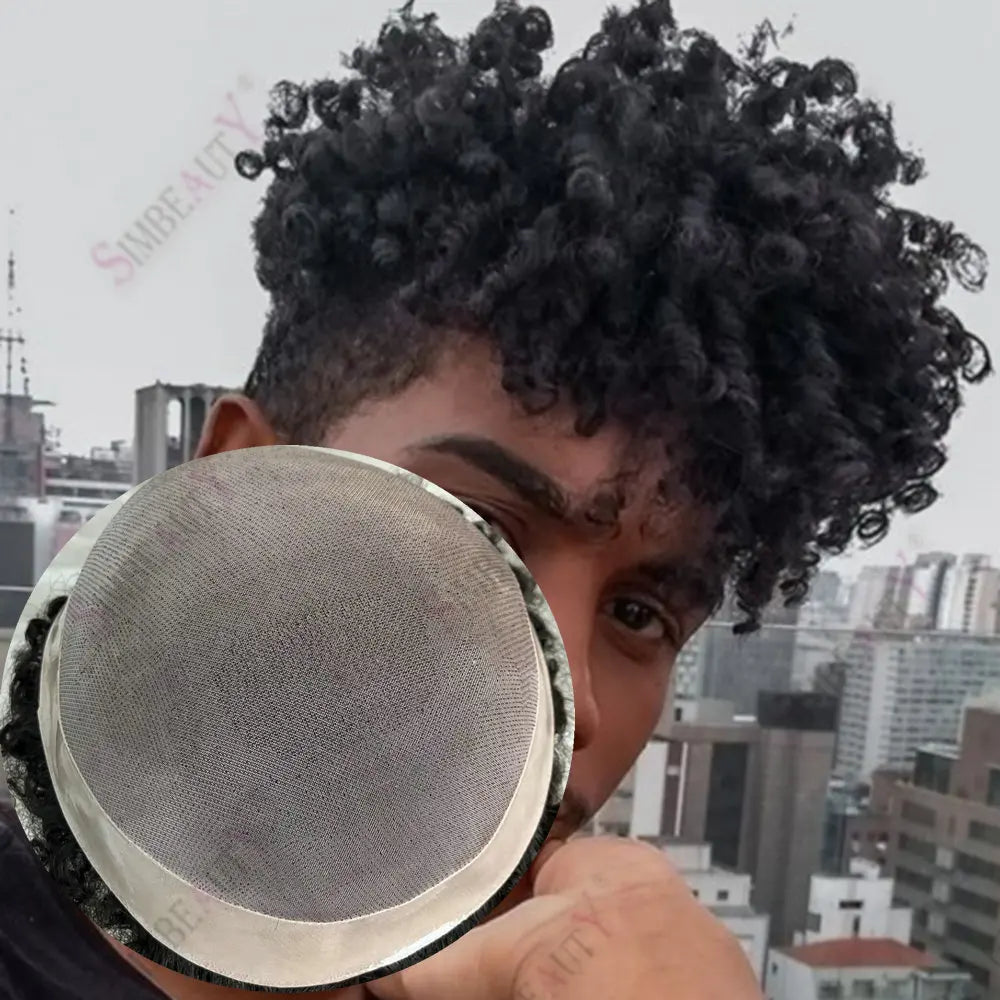 Natural Looking Kinky Curly Afro Human Hair Toupee for Women