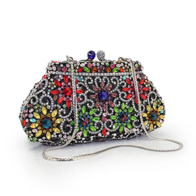 Rhinestone Chain Mini Evening Clutch Handbag for Women