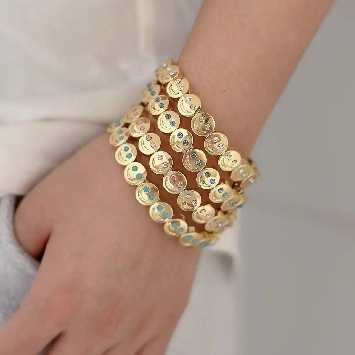 Colorful Smiley Face Charm Bracelet