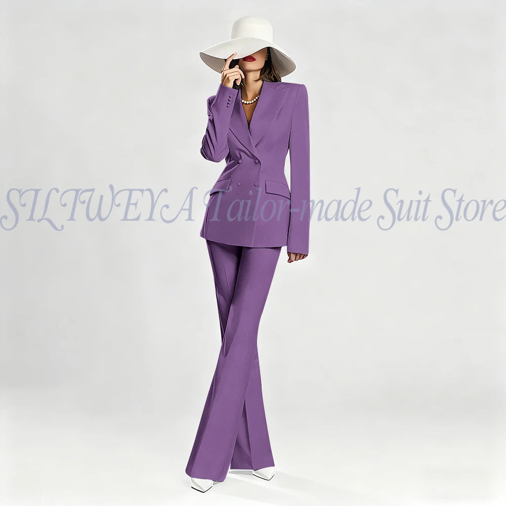 Slim Fit Double Breasted Blazer Suit Set for Women