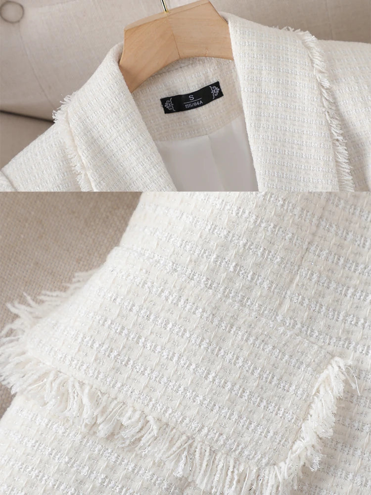 Autumn Winter Outwear Casual Blazer Women Ladies Jacket Pink White Blue Female Slim Long Sleeve Single Breasted Coat