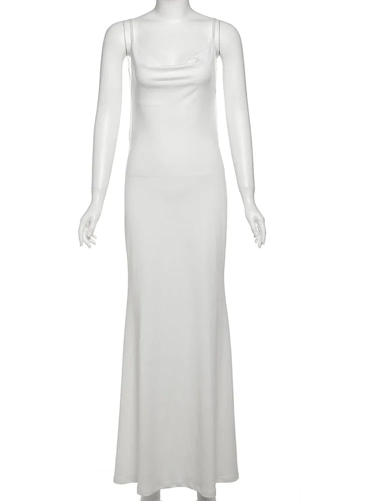 Silky Patchwork Backless Body Shaping Maxi Dress for Women