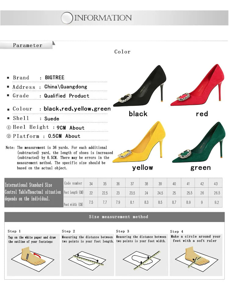 Elegant Rhinestone Buckle Suede High Heel Pumps for Women