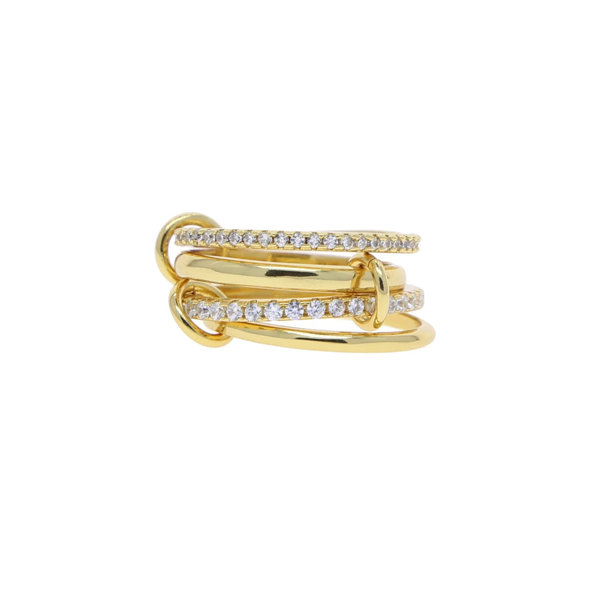 Gold Tone Pink Zircon Stacking Band Rings for Women