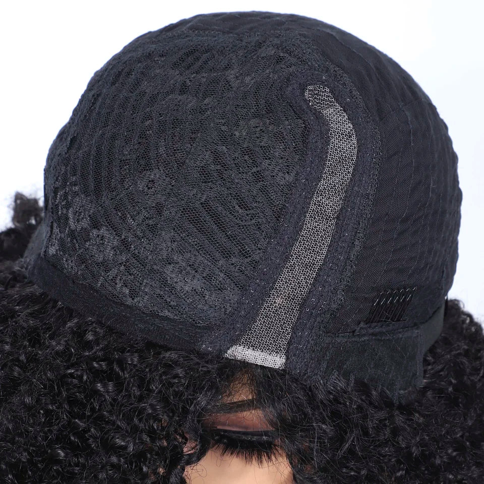Glueless Kinky Curly Human Hair Lace Bob Wig for Women