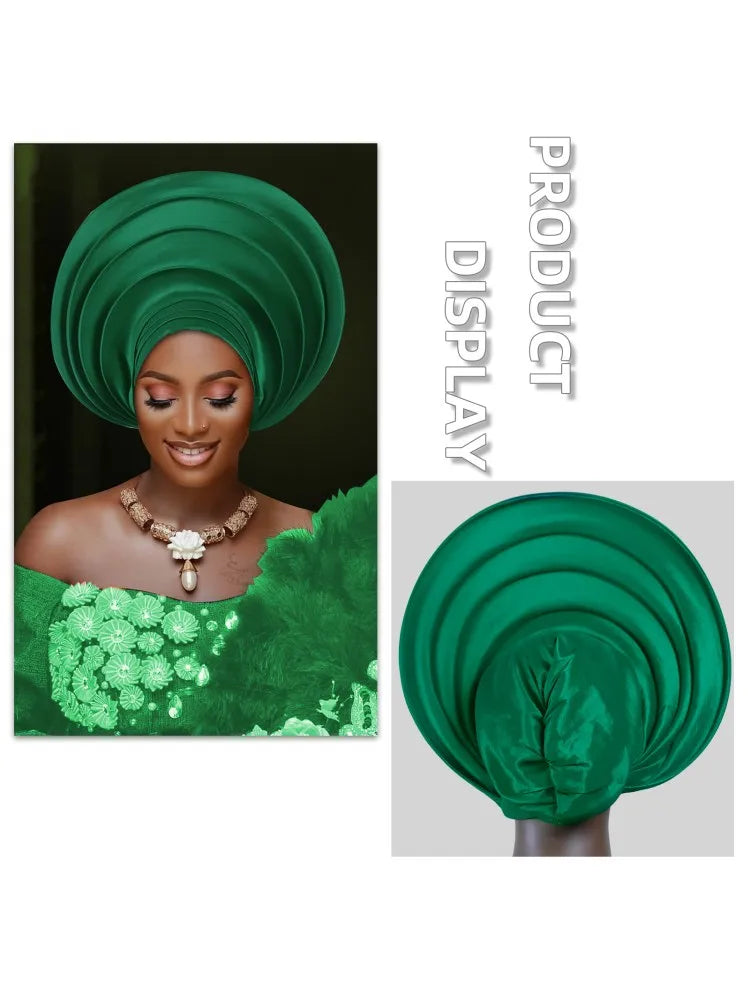 African Wedding Gele Turban Head Wrap Cap for Women