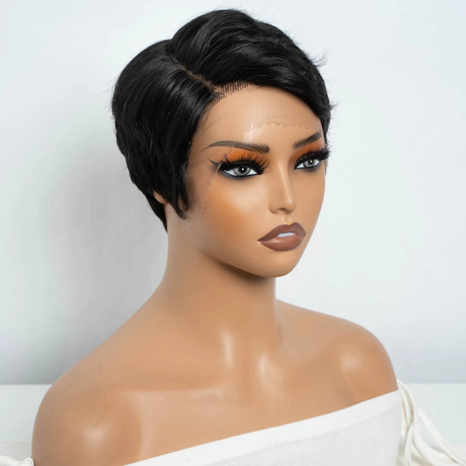 Glueless Short Pixie Cut Lace Front Remy Wig for Women