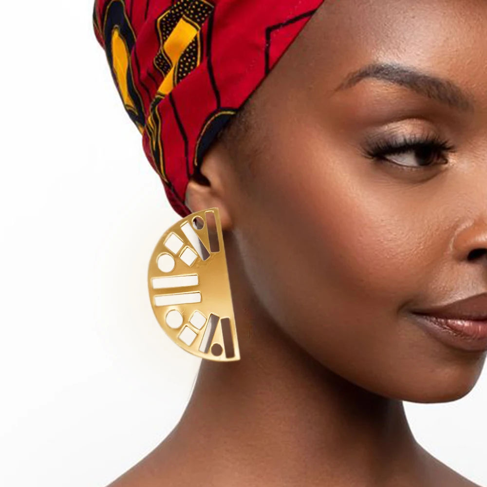 Fashion Jewelry Big Gold Color Round Geometric Earrings Dangle Drop Earrings For Women African Wedding Party Gifts