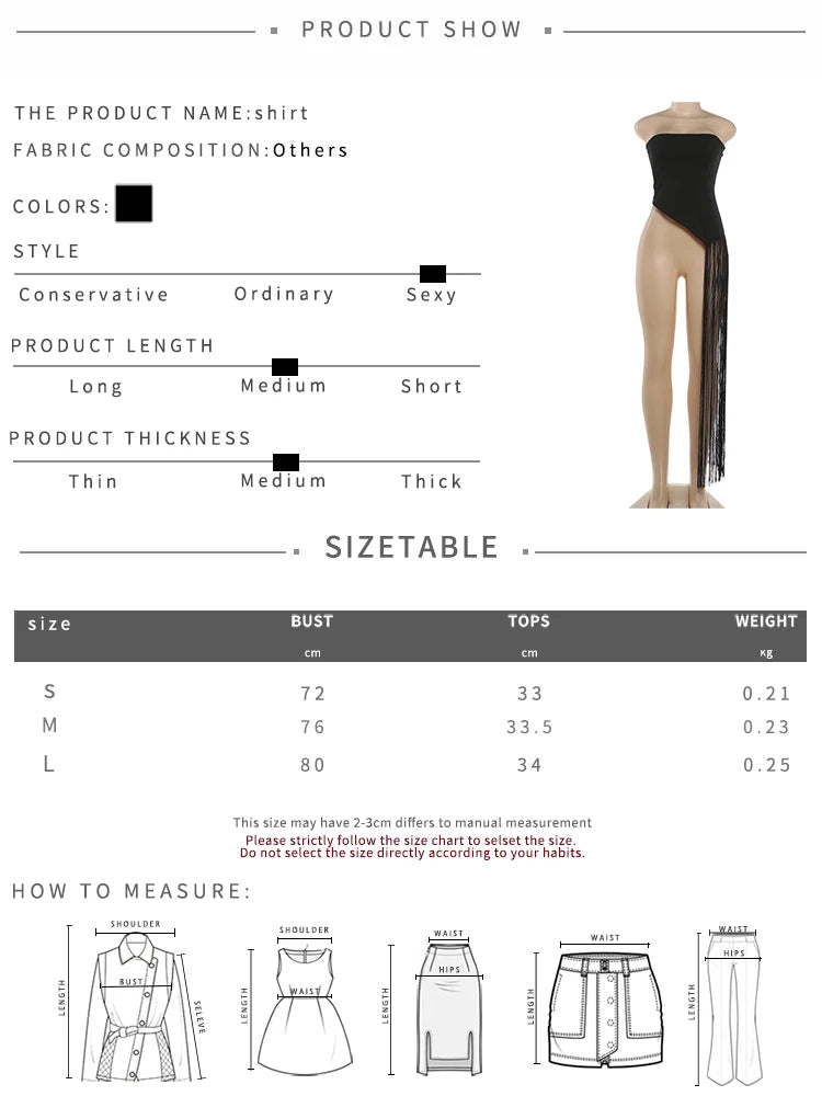 Strapless Backless Tassel Wrap Summer Top for Women