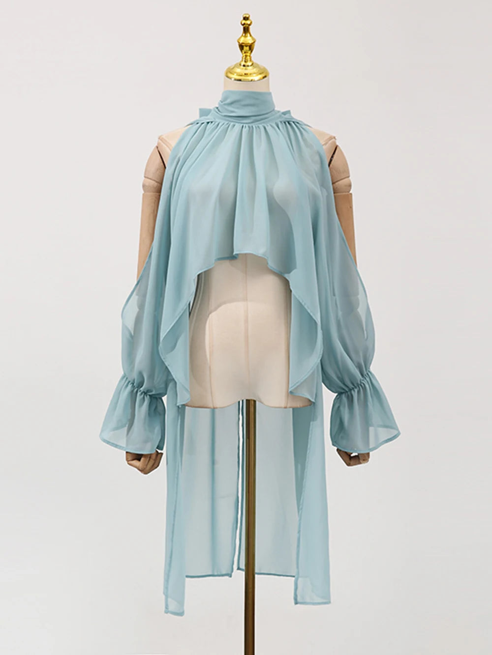 Loose Fit Asymmetrical Hem Chiffon Blouse for Women