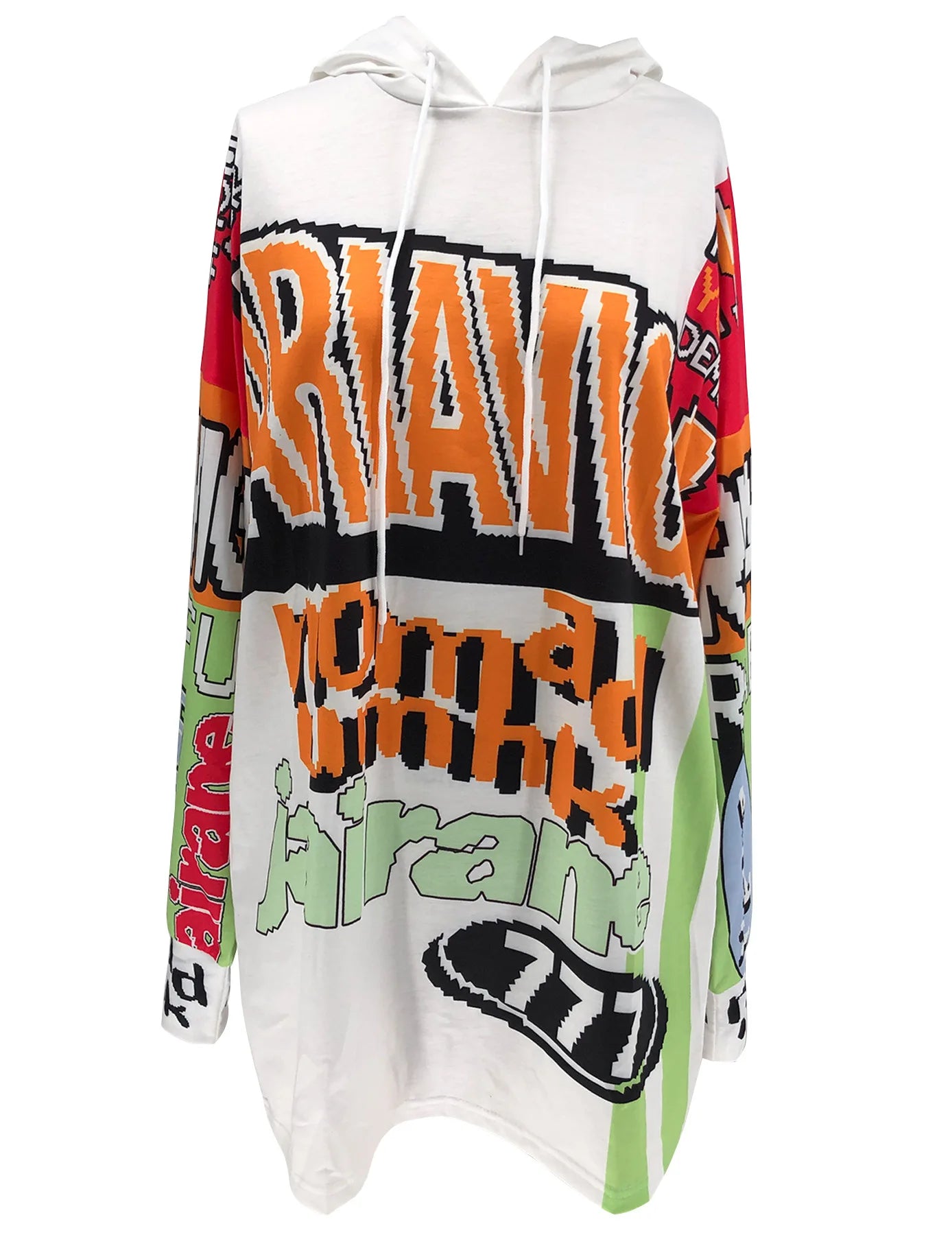 FAGADOER Spring New Retro Letter Printing Sweatshirts Women Long Sleeve Drawstring Loose Hoodie Top Fashion Female Streetwear