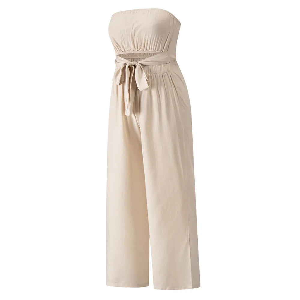 Casual Backless Slim Suspenders Straight Jumpsuit for Women