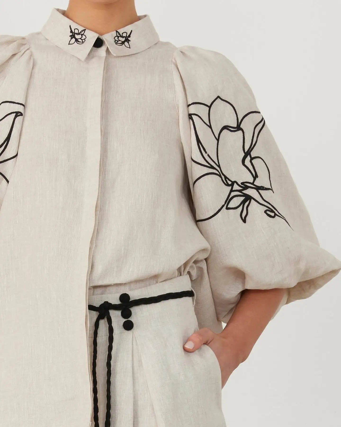Elegant Printed Cotton Linen Two Piece Set for Women