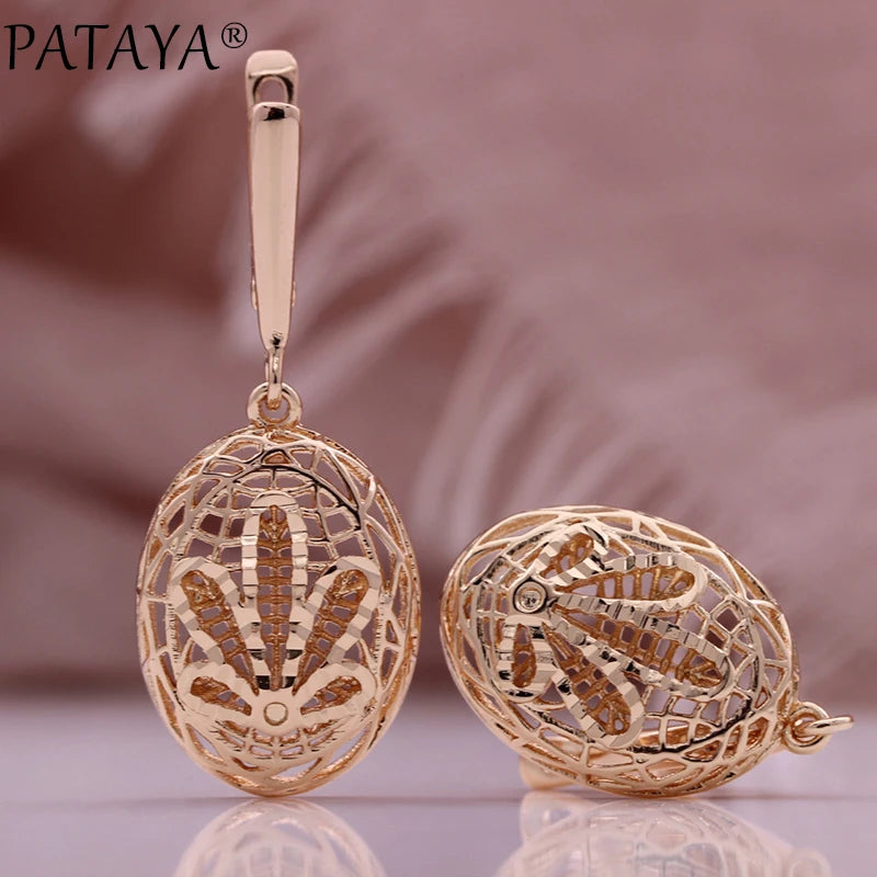 Rose Gold Hollow Leaf Dangle Earrings
