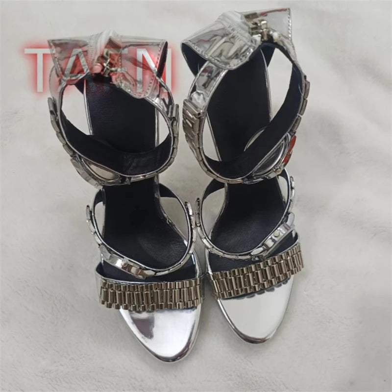 Embellished Strap Open Toe Stiletto Sandals for Women