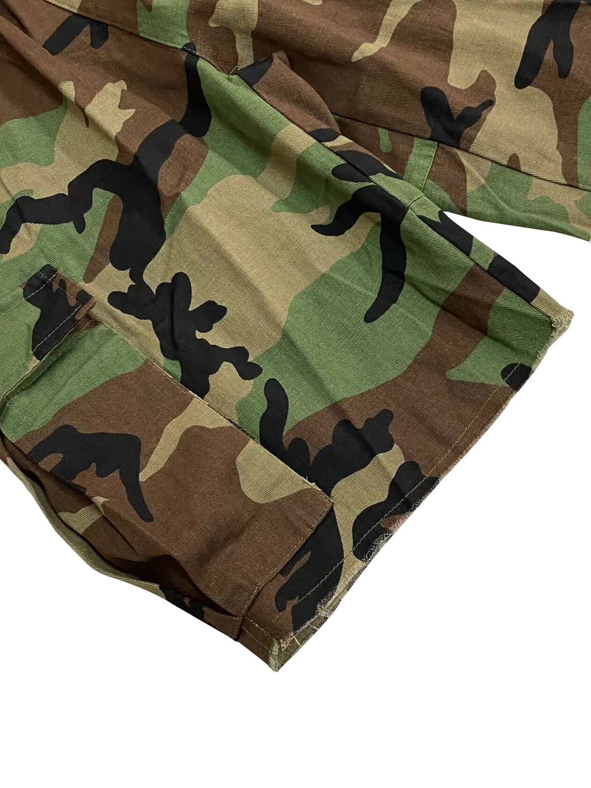 Printed Camo Multi Pocket Casual Shorts with Elastic Waist for Women