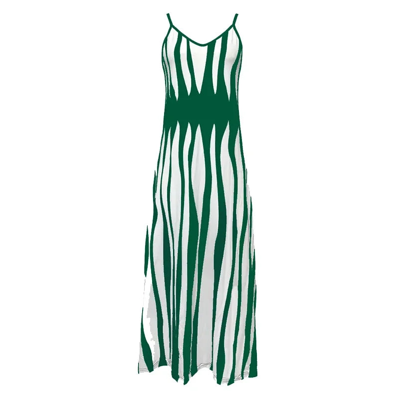 Casual Striped Sleeveless Knit Maxi Dress For Women