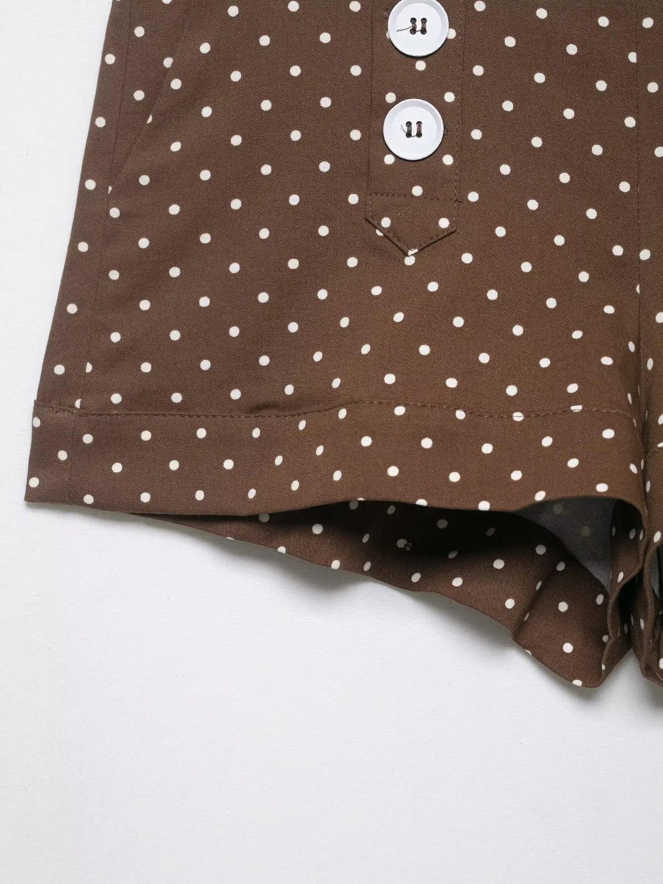 Elegant Polka Dot Button T Shirt and Shorts Set for Women