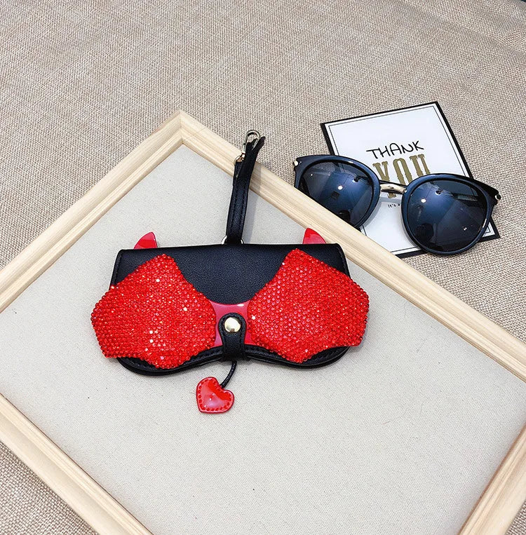 Diamonds cute glasses clip ins fashion sunglasses bag portable sunglasses case protective cover bag bag hanging jewelry