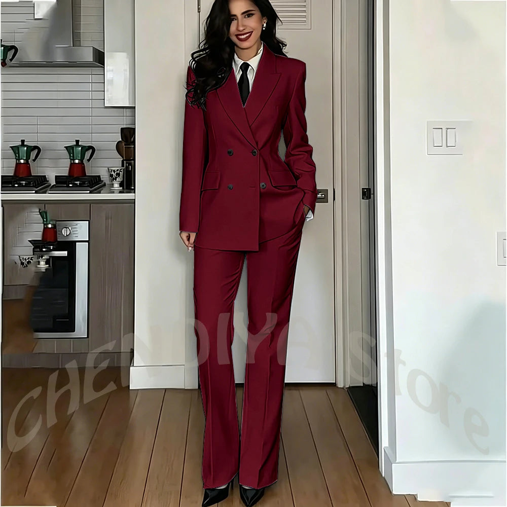 Modern Lady Pure White Suit Double Breasted Peak Lapel Casual Chic Women Suit Formal Dinner Party Business Office Outfit Costume