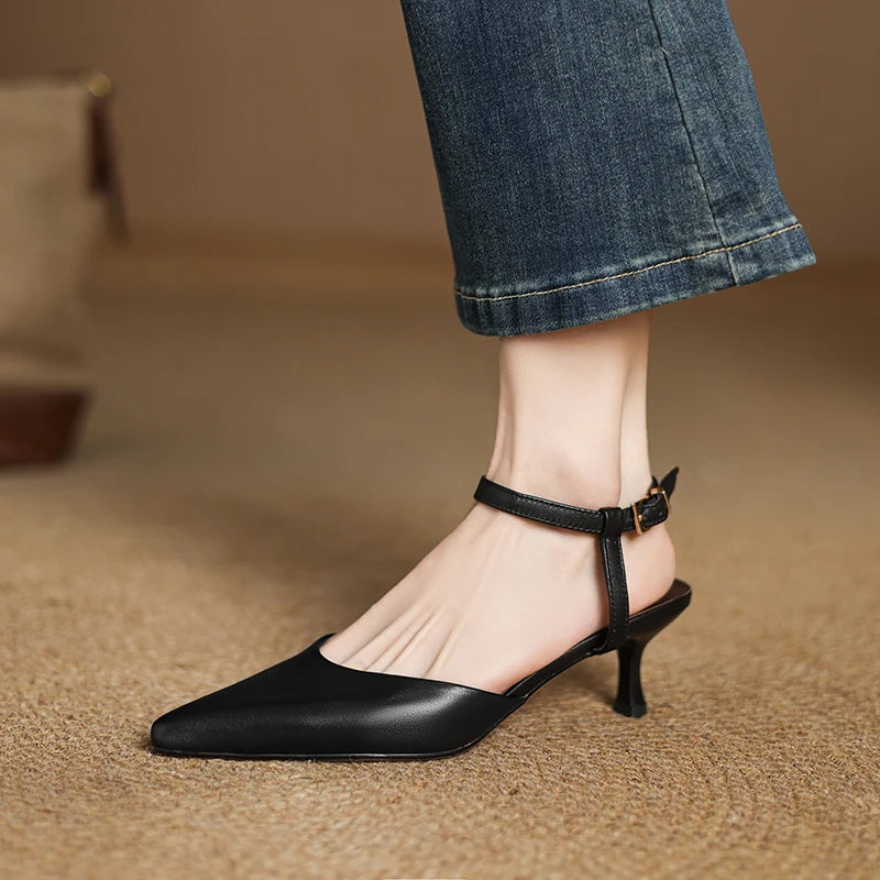Genuine Leather Horsehair Detail Sandals for Women