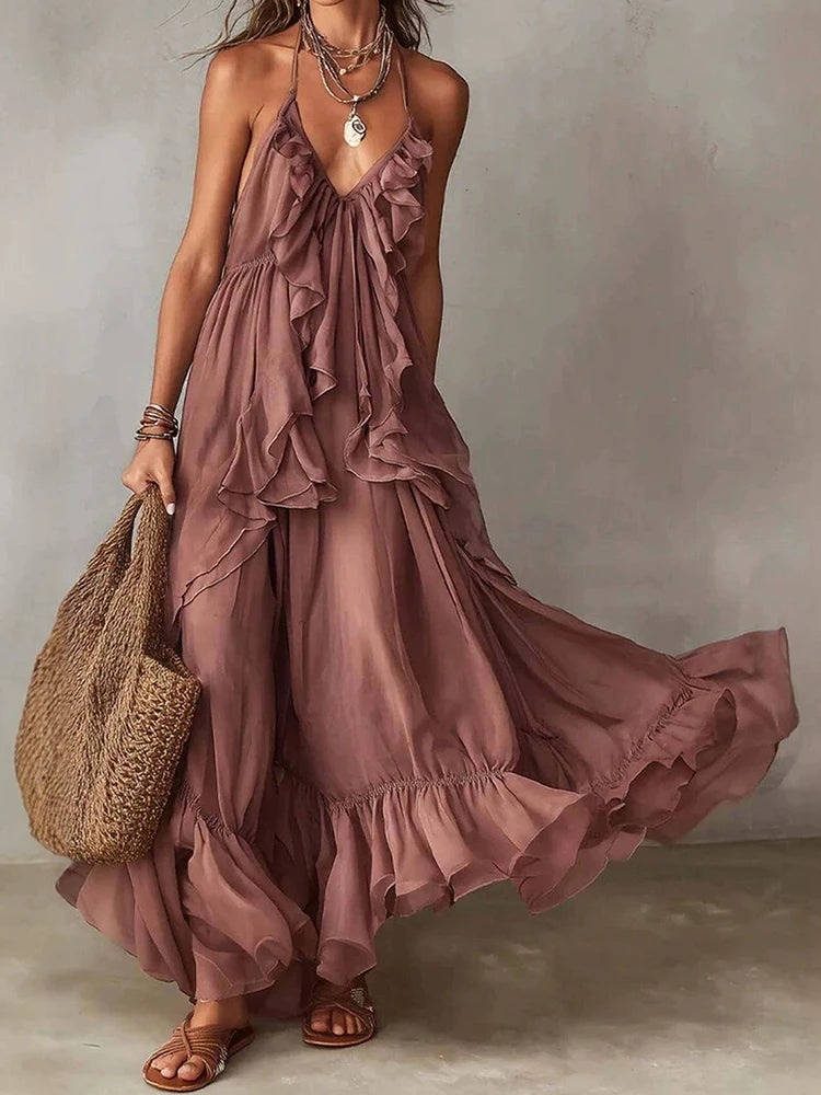 Bohemian Sleeveless Patchwork Maxi Dress for Women