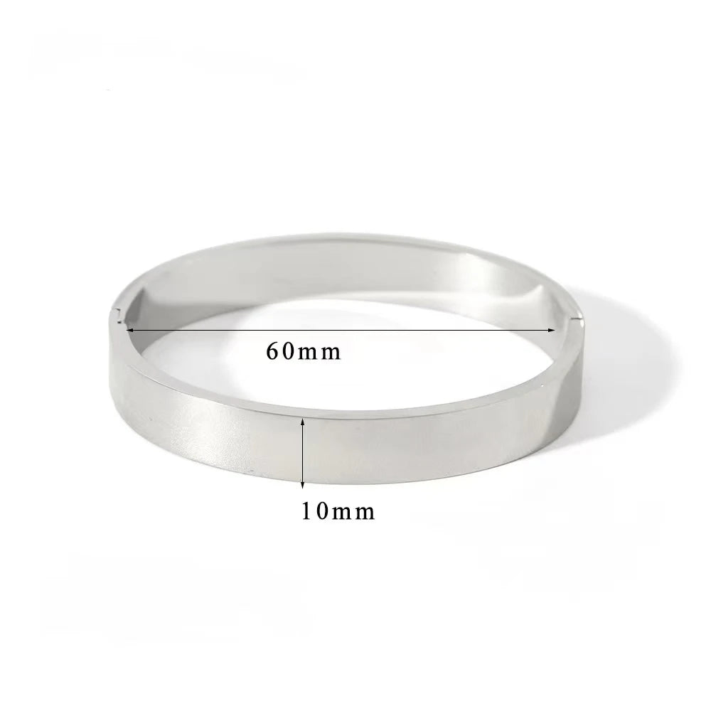 Waterproof Oval Stainless Steel Bangle Bracelet for Women