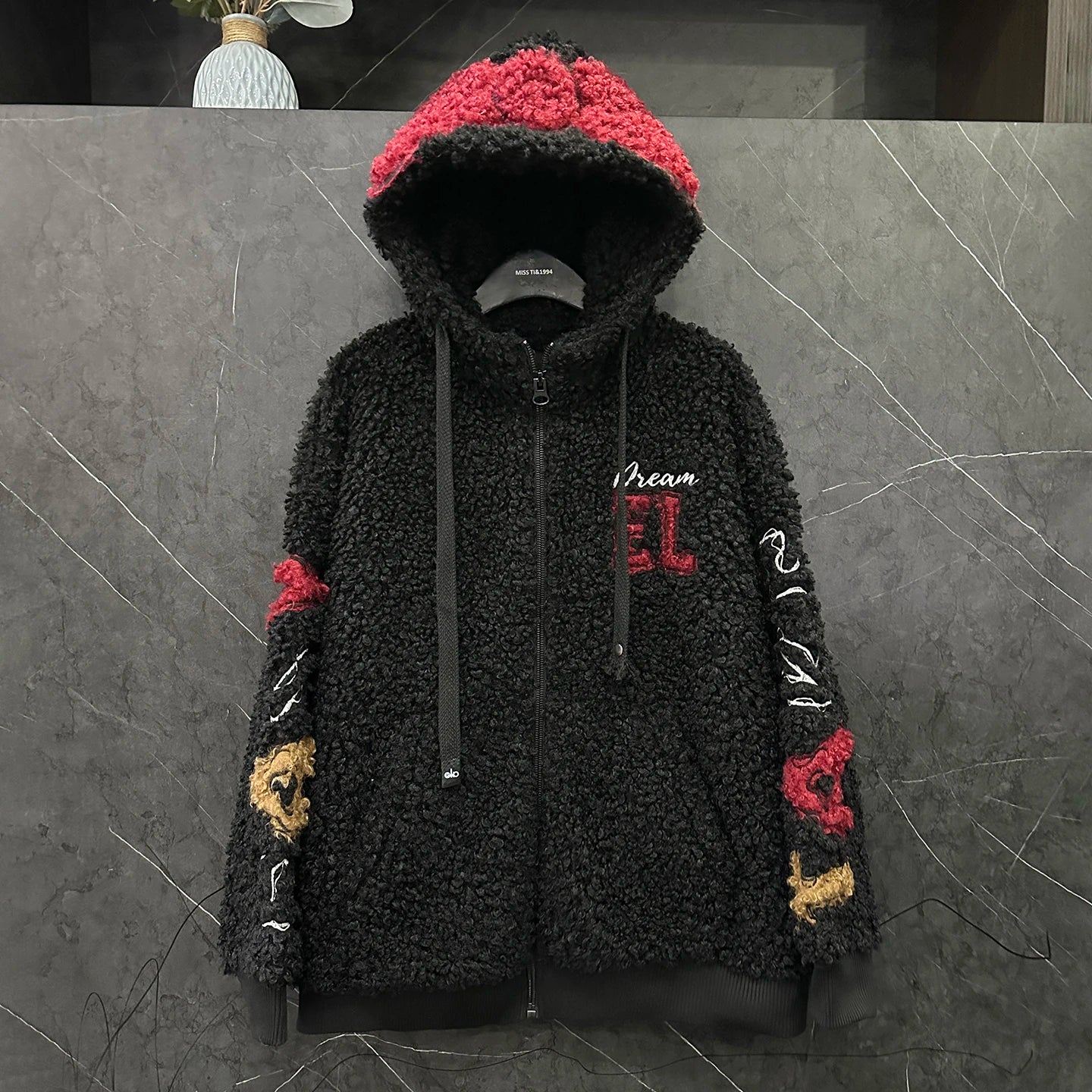 Fashion Autumn Winter Fluffy Overcoat Cute Minnie Loose Hooded Zip Cardigans Coat Mid-long Long Sleeve Sweet Lambswool Jacket